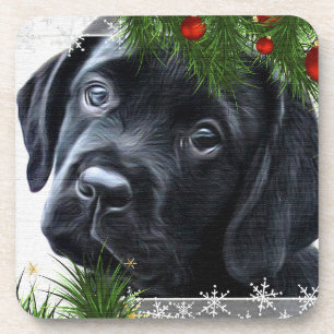 Black Labrador Christmas Coaster