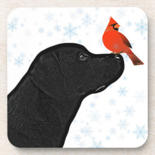Black Labrador Christmas Coaster