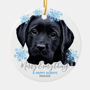 Black Labrador Christmas - Cute Puppy Black Lab Ceramic Ornament