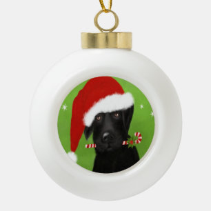 Black Labrador - Christmas Dog Ceramic Ornament