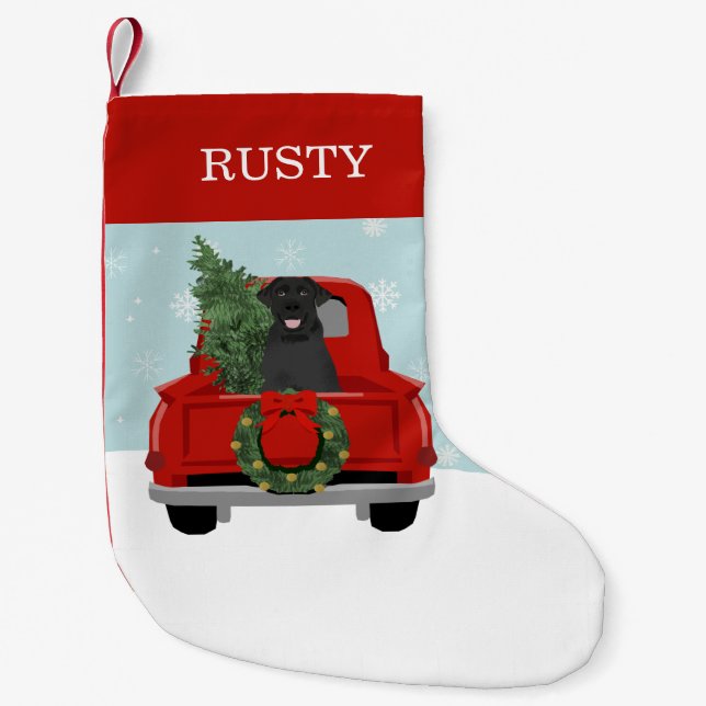 Black Labrador Christmas Dog Small Christmas Stocking (Front)