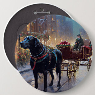 Black Labrador Christmas Festive Season 6 Cm Round Badge