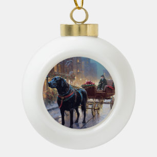 Black Labrador Christmas Festive Season  Ceramic Ball Christmas Ornament