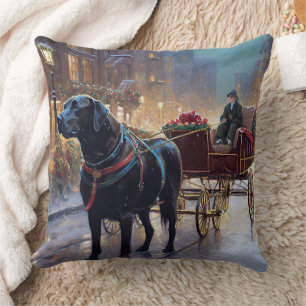 Black Labrador Christmas Festive Season  Cushion
