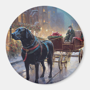 Black Labrador Christmas Festive Season  Magnet