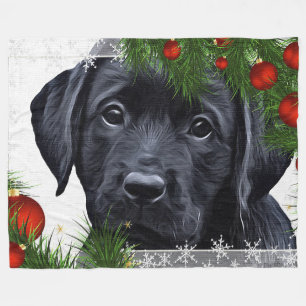 Black Labrador Christmas Fleece Blanket