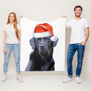 Black Labrador Christmas Holiday Dog Fleece Blanket