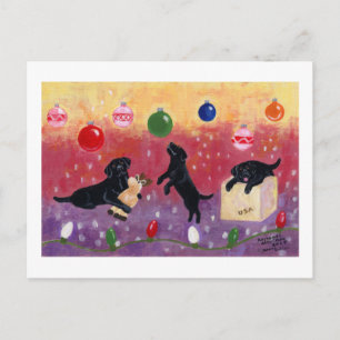 Black Labrador Christmas Holiday Postcard