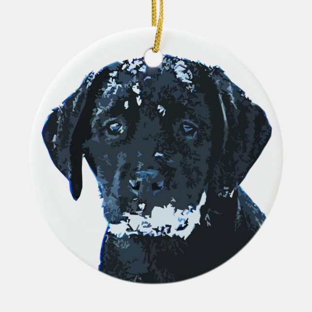 Black Labrador Christmas Ornament (Front)