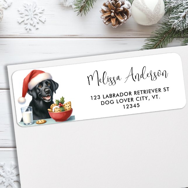 Black Labrador Christmas Santa Dog Return Address  Label (Creator Uploaded)