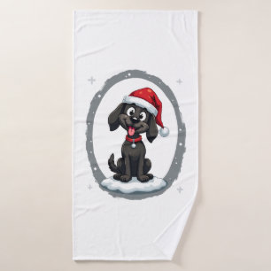 Black Labrador Christmas Santa Hat Xmas Pajama T-S Bath Towel