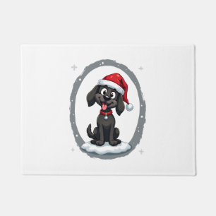 Black Labrador Christmas Santa Hat Xmas Pajama T-S Doormat