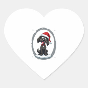 Black Labrador Christmas Santa Hat Xmas Pajama T-S Heart Sticker