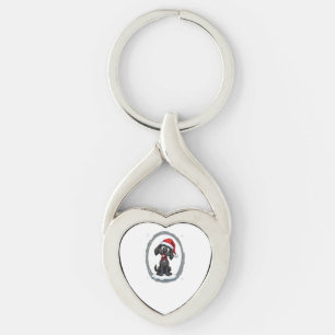 Black Labrador Christmas Santa Hat Xmas Pajama T-S Key Ring