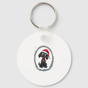 Black Labrador Christmas Santa Hat Xmas Pajama T-S Key Ring