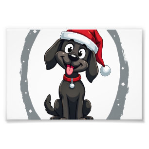 Black Labrador Christmas Santa Hat Xmas Pajama T-S Photo Print