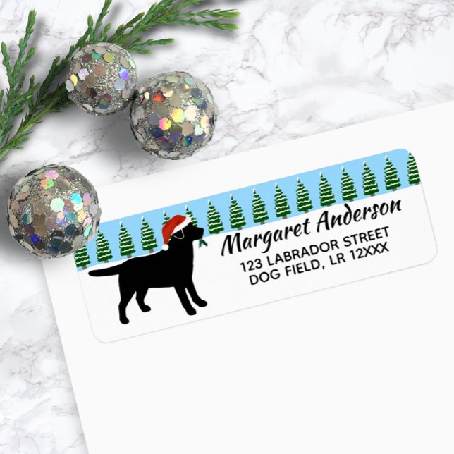 Black Labrador Christmas Santa Return Address Label (Black Labrador Christmas Santa Design Return Address Label for Labrador Owners.)