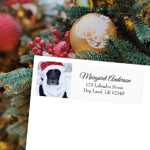 Black Labrador Christmas Snow Return Address Label