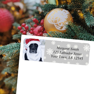 Black Labrador Christmas Snow Return Address Label
