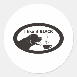 Black Labrador Coffee Theme Classic Round Sticker