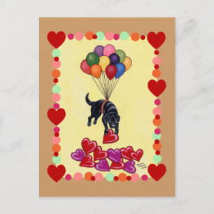 Black Labrador collecting LOVE (framed) Postcard