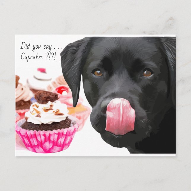 Black Labrador Cupcake - Dog Birthday - Black Lab Postcard (Front)