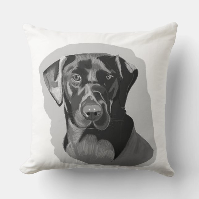 Black Labrador Cushion (Front)