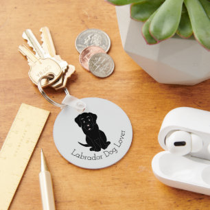 Black Labrador Design Any Colour Background Key Ring