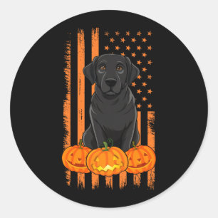 Black Labrador Dog American Flag Patriotic Classic Round Sticker