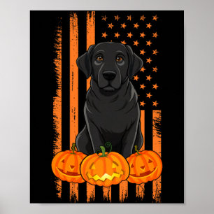 Black Labrador Dog American Flag Patriotic Poster