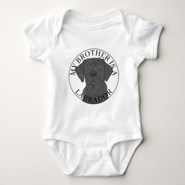 Black Labrador Dog Baby Bodysuit (Front)