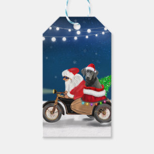 Black Labrador Dog Christmas Santa Claus Gift Tags