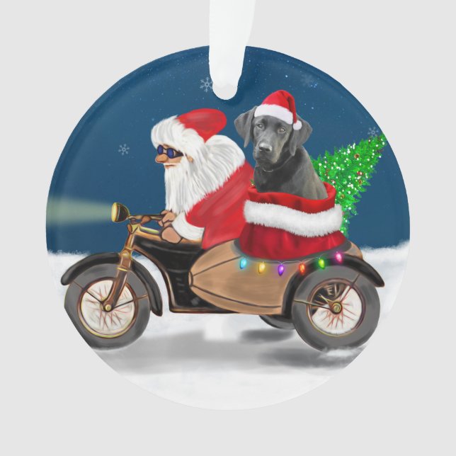 Black Labrador Dog Christmas Santa Claus   Ornament (Front)