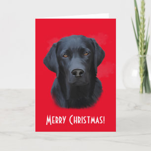 Black Labrador Dog Colour Art Painting Christmas Holiday Card