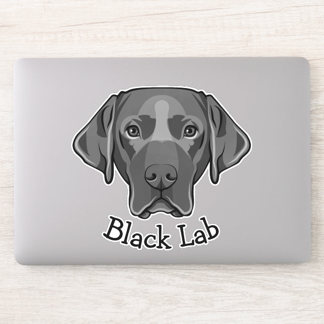 Black Labrador Dog Design Contour Sticker (Computer)