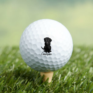 Black Labrador Dog Design Golf Balls