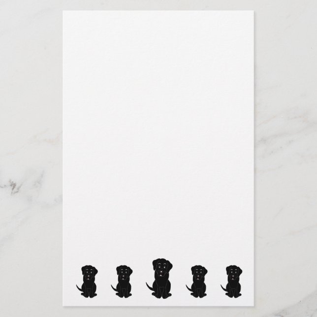 Black Labrador Dog Design Stationery (Front)
