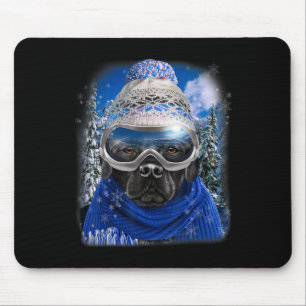 Black Labrador Dog In Winter Ski Mouse Pad