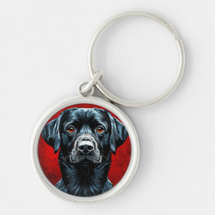 Black labrador dog key ring
