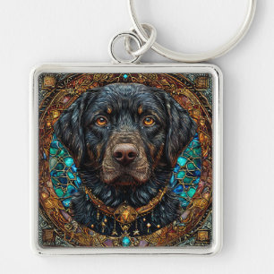 Black labrador dog key ring