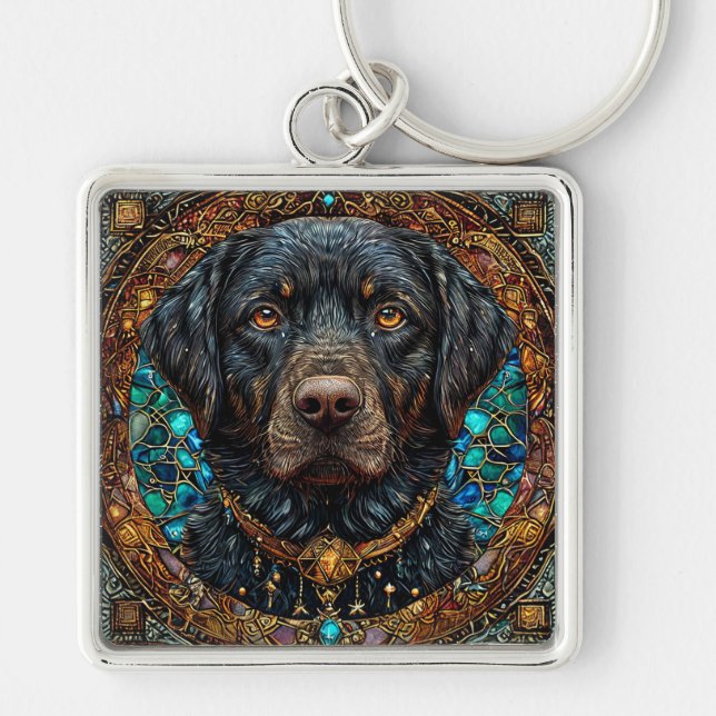 Black labrador dog key ring (Front)