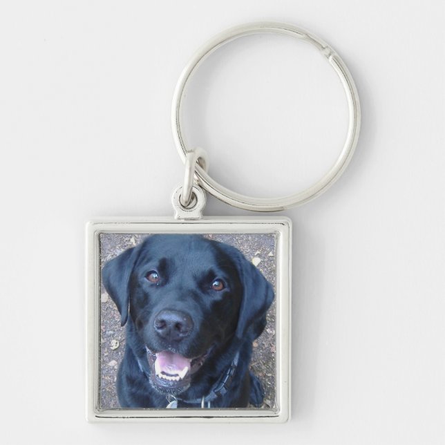 Black Labrador Dog  Key Ring (Front)