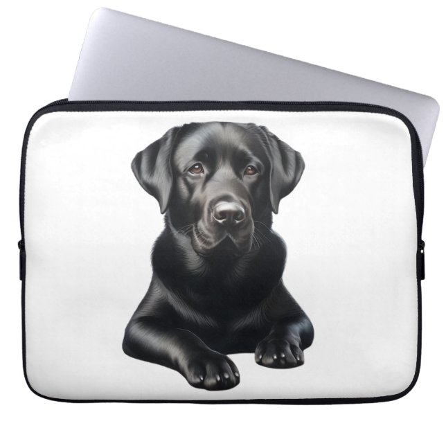 Black Labrador Dog Laptop Sleeve (Front)