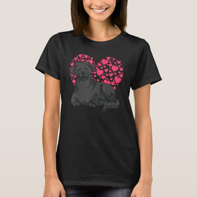 Black Labrador  Dog Owner Animal Pet Hearts Black  T-Shirt (Front)