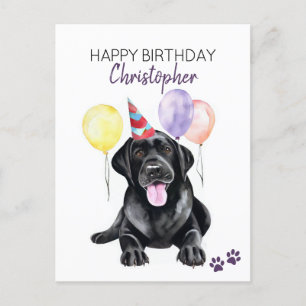 Black Labrador Dog Personalised Happy Birthday Postcard