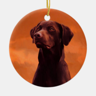 Black Labrador Dog Portrait Ceramic Ornament