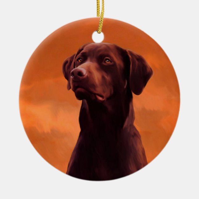 Black Labrador Dog Portrait Ceramic Ornament (Front)