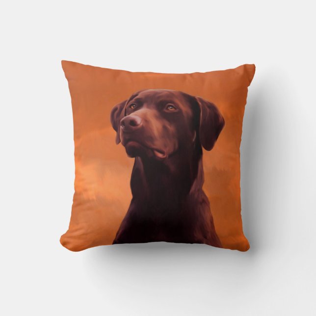 Black Labrador Dog Portrait Cushion (Front)
