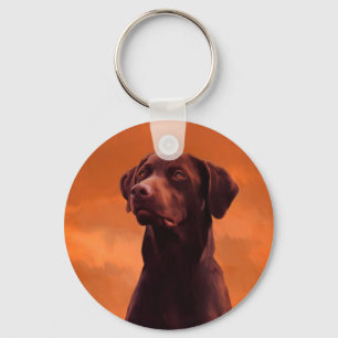 Black Labrador Dog Portrait Key Ring