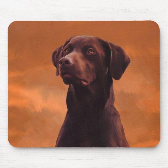 Black Labrador Dog Portrait Mouse Pad (Front)